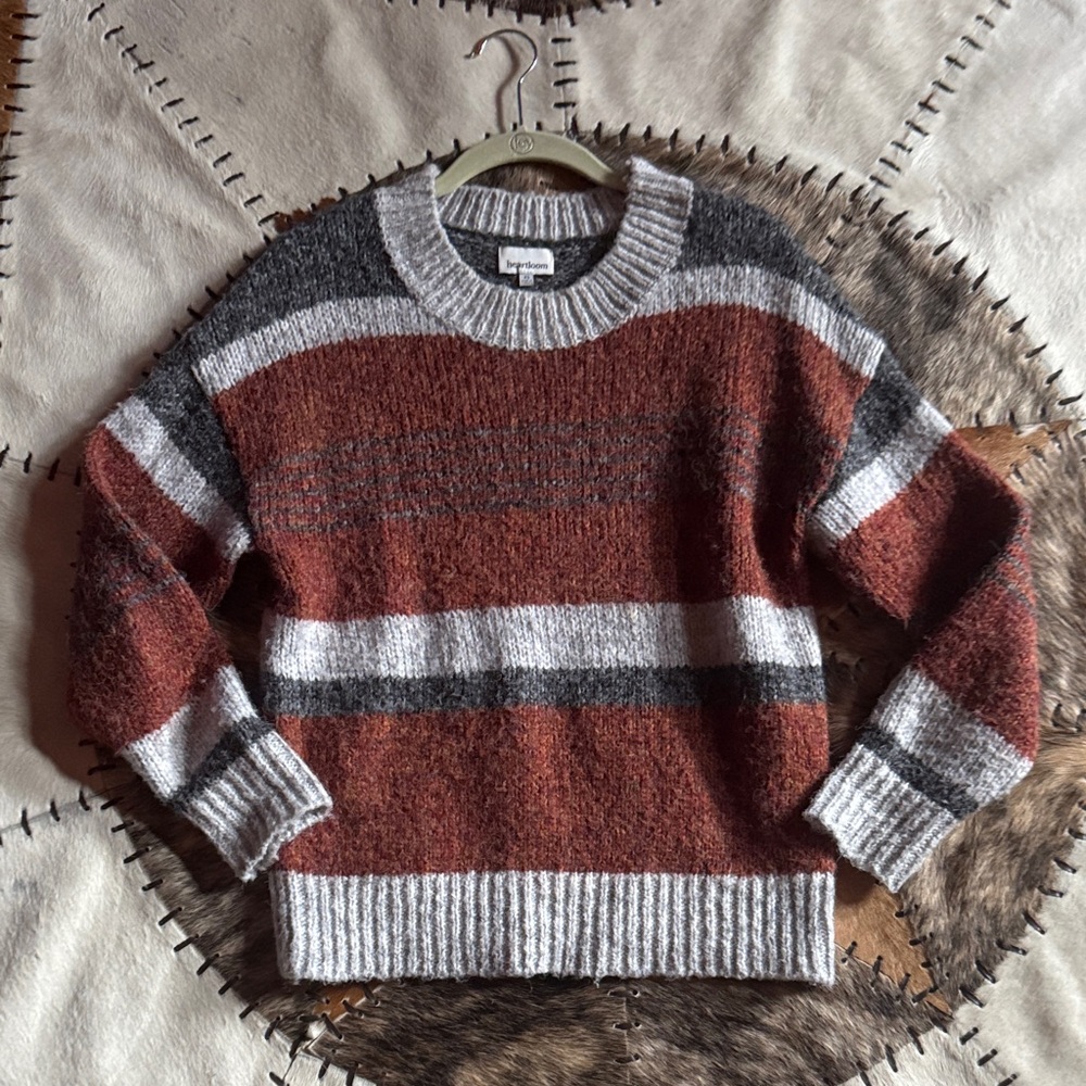 Heartloom Striped Sweater in Rust and Gray